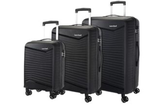 Kamiliant by American Tourister Rock-Lite 99L Hard Sided Trolley Bag for Men & Women with 3 Digit Combination Lock, Set of 3pc (Small, Medium & Large) – Black