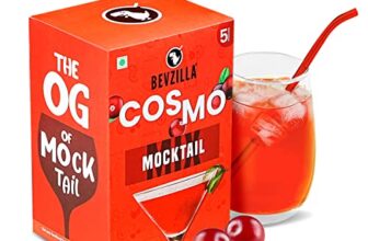 Bevzilla Mocktail Mixer – Cosmopolitan (5 Pouches), Non Alcoholic| Makes 5 Drink| Refreshing| Low Calories| Instant Mocktail| Easy To Make| Party Mixer for Drinks