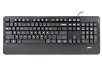acer OfficeKey Wired Keyboard with Palm Rest | Plug & Play USB 2.0 | Co-Pilot Shortcut Key | Rupee ₹ Symbol | 10M Keystroke Life | 104 Chiclet Keys | Windows & Mac Compatible – Black