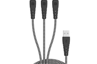 Portronics Konnect Spydr 31 3-in-1 Multi Functional Cable with 3.0A Total Output, Tangle Resistant, 1.2M Length, Nylon Braided(Zebra)