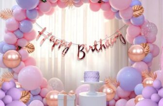 Party Propz Birthday Decoration Kit for Girls – 60 Pcs Balloons for Birthday Decorations, Bday Decorations for Kids, Purple Bday Decoration Kit, Bday Balloons Rose Gold, Purple, Pink
