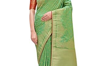 Monjolika Fashion Women’s Woven Silk Saree With Blouse Piece (4503_Light Green)