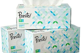 Amazon Brand – Presto! 2 Ply Facial Tissue Box | 600 Pulls | 200 Pulls X 3 Cartons | Highly Absorbent | 100% Natural Virgin Cellulose Fiber