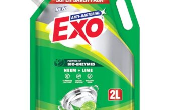 Exo Dishwash Liquid Refill Pack | Neem & Lime | Tough Grease Removal for Utensils | Anti-Bacterial Dishwashing Liquid | Bio-Enzyme Liquid Dishwash | No Residue Cleaning – 2L