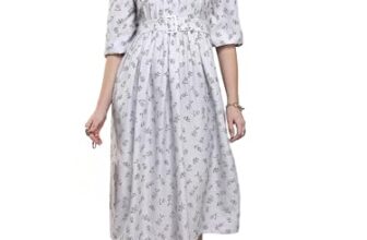 Tokyo TALKIES Women Midi Round Neck 3/4 Sleeve Dress TTJ6009211 Beige XL
