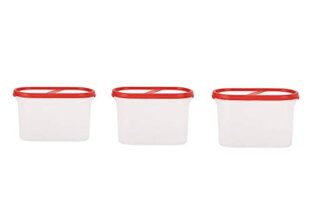 SIMPARTE 360° Stackable BPA-Free Modular Design Air Tight Kitchen Storage Container Set for Rice | Dal | Atta | Flour | Cereals | Pulses | Snacks (Blushing Red, 1200 ml) – Set of 3