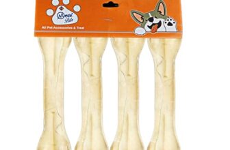 More Bite Pressed Dog Chew Bones for All Life Stages, Chicken Flavor, 5 inches – Pack of 4 Bones