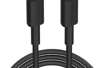 Portronics Konnect Link C Square 60W Type C to Type C Fast Charging PD Cable with 480Mbps Data Sync Compatible with Smartphones, iPhone 15 series, MacBook and Other Type C devices 1M Length(Black)