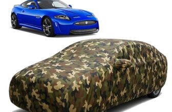 Sulfar 100% Waterproof Car Body Cover Compatible with Mirror for Jaguar XK with Long Lasting Durable Material (Triple Stitched, Full Bottom Elastic, Camouflage Army)