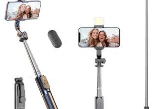 Kratos K14 Selfie Stick Tripod, 100CM Length with Light, 3 in 1 Multifunctional Design, Rechargable LED Light with Two Brighness Levels for Make up, Selfie & Photo Shoot with Bluetooth Remote