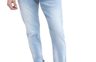 Highlander Men Blue Tapered Fit Low Distress Heavy Fade Stretchable Jeans