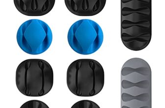 GIZGA Essentials Cable Organizer Holder Clips (Set of 10) – Multipurpose Silicone Cable Protector, Cord & Wire Manager Hooks with Self Adhesive for Desk, Table, TV, PC, Car, Home & Office (Black)