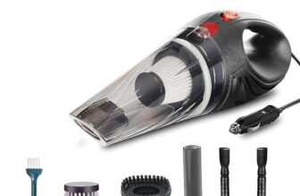 Sulfar Car Cartridge Vacuum Cleaner, Portable, Handheld,12V Dc /110W, 4.5Kpa Power Socket, 14.7Ft Long Cord (Black) Stainless Steel Filter