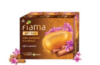 Fiama Gel Bathing Bar Golden Sandalwood Oil and Patchouli with Skin Conditioners for Moisturized, Soft and Luxurious Skin, 375g (125g – Pack of 3), Soap for Women & Men, For All Skin Types