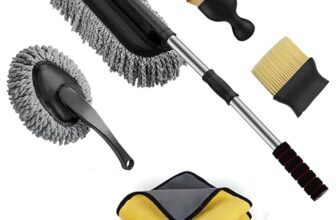 Wagzo-5 PCs Microfiber Car Duster with Long Handle Car Cleaning Brush Exteriror and Interiror Car Cleaning Cloth Car Ac Vent Cleaner Brush for Car, Motorbike, SUVs Car Cleaning Kit