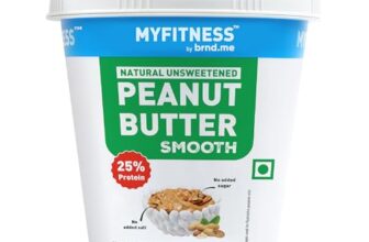 MYFITNESS All Natural Peanut Butter Smooth 510g | 100% Roasted Peanuts | 25g Protein | Nut Butter Spread | No Added Sugar & Salt | No Palm Oil | Zero Cholesterol | Unsweetened Peanut Butter