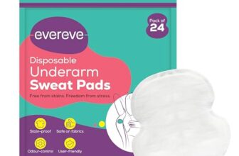 Evereve Disposable Underarm Sweat Pads, 24 Pads (12 pairs), Folded, Sweat Absorbent, Stain Proof, with Anti-Bacterial technology, Absorbs Unpleasant Odour, Skin Friendly, Safe on Fabrics