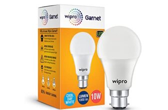 wipro Garnet 10W LED Bulb for Home & Office |Cool Day White (6500K) | B22 Base|220 degree Light coverage |4Kv Surge Protection |400V High Voltage Protection |Energy Efficient | Pack of 1