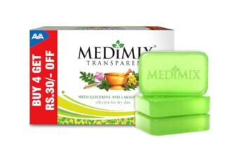 Medimix Transparent Ayurvedic Traditionally Made Bathing Bar Soap 125g (Pack of 4) | Infused with Glycerine and Lakshadi Oil | Effective for Dry Skin
