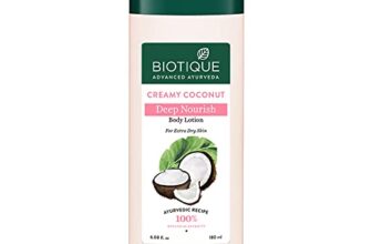 Biotique Creamy Coconut Deep Nourish Body lotion For Extra Dry Skin | Heals, Repairs, and Soothes the Skin | Moisturizing and Skin-Humidifying | 100% Botanical Extracts| All Skin Types | 180ml