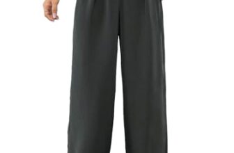 KOTTY Women’s Straight Fit High Rise Cotton Blend Solid Trousers Grey