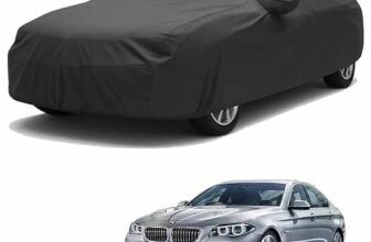 Sulfar 100% Water Resistant Car Body Cover Compatible with Mirror for BMW 525i (Triple Stitched, Full Bottom Elastic, Dark Grey)