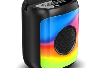 FRONTECH True Wireless 5 Watt Output Multimedia Speaker with Bluetooth 5.0 and Mystic RGB Lighting with 800 mAh Battery, Mobile Holder and Karaoke (SW-0219)