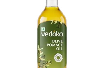 Amazon Brand – Vedaka Olive Pomace Oil 1L | Contains Mufa | Ideal For Frying, Roasting & Baking | Cooking Oil For Daily Use