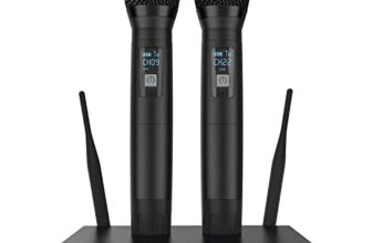 Audio Array AM-W14 UHF Dual Wireless Premium Metal Microphone | 2X XLR Outs & 1/4″ Mix Out | Range up to 200ft/60m | Karaoke Singing, Wedding, DJ, Church | PA System, Amplifier, Mixer, Party Box