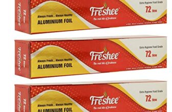 Freshee New Aluminium Silver Kitchen Foil Roll Paper 44 m, 11 Micron Thick Food wrap Disposable Food Parcel for Fresh Food Pack of 3