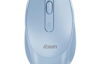 Foxin Flow Wireless Mouse with Rechargeable Battery, Bluetooth & 2.4 Ghz Dual Connectivity, 4 Buttons, Upto 1600 DPI, Type-C Charging | Ergonomic Office Mouse for Laptop, MacBook, PC | Blue