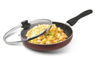 Signoraware Perfecto 4 Layer Coating Non Stick FryPan 26cm | Prevent Sticking | Gas & Induction Compatible | Ideal for Sauteing Veggies, Frying Snacks or Making Gravy & Stir-Fries (2.25 LTR | Steel)