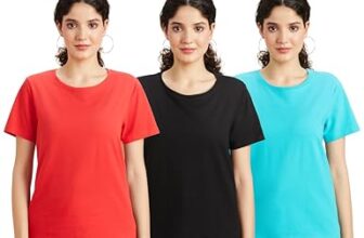 Amazon Brand – Symbol Women’s Solid Regular Fit Half Sleeve T-Shirt (RN-PO3-COMBO23_Black,B Orange & Turq_S) (Combo Pack of 3)
