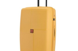 Nasher Miles Singapore Hard-Sided Polypropylene Check-in Luggage 28 inch | 75cm | 8 Wheels Large Trolley Bag for Travel | Suitcase (Yellow)