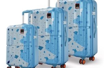 Safari Tazzo 8 Wheels Set of 3 Trolley Bag, Hard Case Polycarbonate, 360º Wheeling Small Check in Luggage, Suitcase for Travel, Trolley Bags for Travel, Printed