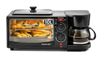 Cadlec MultiChef Pro 3 in 1 Breakfast Maker With Oven Toaster Griller, Coffee Maker, Frying Pan | Adjustable Temperature & Timer, Bake, Grill & Toast- Black