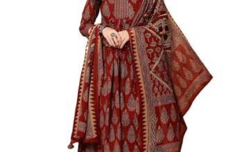 KLOSIA Women Printed Kurta and Pant Set with Dupatta (in, Alpha, M, Red)