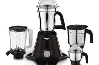 Preethi Boltz 1000 Watts Mixer Grinder, 4 Jars (3 Stainless Steel Jars, Blender Jar), Powerful Grinding for Masalas, Chutneys and Batters, 2 Year Warranty, Lifelong Free Service, Black