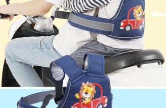 Infantso Safety Belts For Kids For Bike & Scooty (Blue), 2 Wheeler Vehicle Harness Belt With Four Point Safety Protection, Portable Seat Belts With Reflective Straps For Children & Toddlers