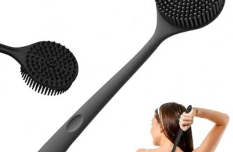CANDY KARTSoft Silicone Back Scrubber with Long Handle Shower & Bath Flexible Brush with Gentle Bristles for Smooth Skin | Body for Men, Women & Boys for Body Wash & Bathing (Black)