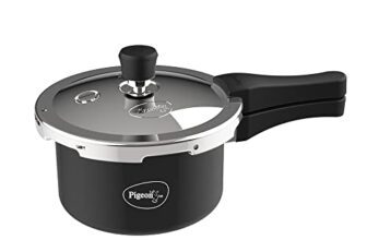 Pigeon Aluminium Hard Anodised Pressure Cooker Outer Lid with Induction Base (Black, 1.5 litres)
