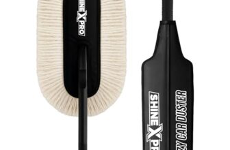 ShineXPro Car Duster – Lint-Free & Scratch-Free Car Cleaner Brush with Long Handle – Car Dust Cleaner features Paraffin Wax Coating for 2x better Cleaning Performance – Car Cleaning Brush for Exterior