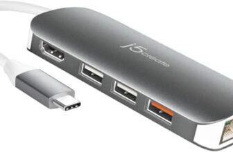 j5create USB-C 9-in-1 Multi Adapter Multi Adapter HDMI/Ethernet/USB 3.1, SD and MicroSD/PD 3.0 | 4K HDMI for MacBook | ChromeBook |USB-C Devices (JCD383)