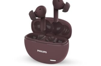 Philips Audio TAT1179RD/94 True Wireless in Ear Earbuds with Pocket Sized Charging Case, Play Time Upto 45Hrs, 10mm Dynamic Drivers, Inbuilt Mic, IPX4 Splash & Sweat Resistant (Red)