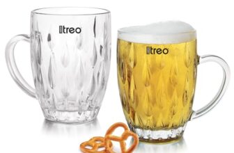 Treo by Milton Lennox Beer Mug Glasses for Beer, Juice, Mocktail | Scratch Resistant & Easy to Clean | Dishwasher Safe Mug | Transparent | Set of 2, 400 ml Each
