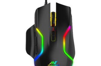 Ant Esports GM340 Wired Gaming Mouse, 12800 DPI Optical Sensor, 8 Programmable Buttons, RGB Backlit, Ergonomic Design, Braided Cable, USB 2.0 High Precision Mice for PC, Laptop, Desktop –Black
