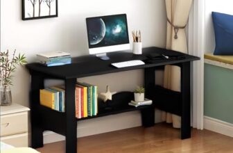 MATTERHORN Engineered Wood Office Table, Work from Home Table with Shelf for Storage (DIY, 1100 x 550 x 800 cm, MOOT-10001Large (Midnight Black)