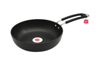 LAZYwindow 1 Litre Hard Anodised Fry Pan with Induction Base | Heavy-Gauge Non-Stick Sauté Pan with Riveted Stay-Cool Handle | Versatile Frying Pan for Gas, Induction, and Electric Stovetops (Black)