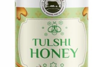 Indu Foods Tulshi Honey, 100% Virgin Raw and Natural, Pure Herbal Sweetener, Rich in Antioxidants, Glass Jar