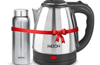 Milton Go Electro Stainless Steel Electric Kettle 2000 + Aqua 750 Thermosteel Bottle, Super Fast Boiling with 3X Protection Kettle-Overheat, Dry Boil Protection, Leak Proof, Vacuum Insulated, Silver